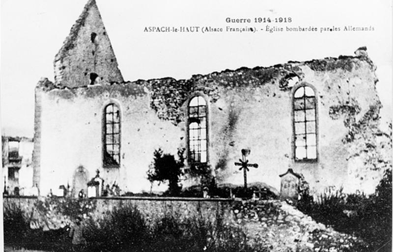 Vue ancienne de la nef, mur sud.