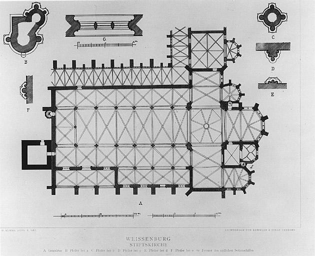 Vue d'un plan de l'église.