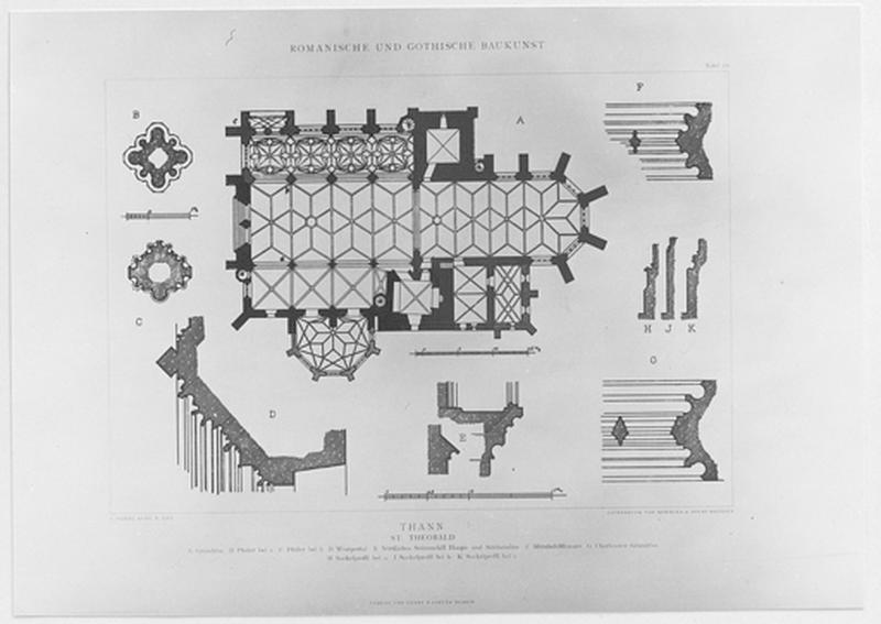 Plan de la collégiale Saint Thiébaut, par O. Stiehl.