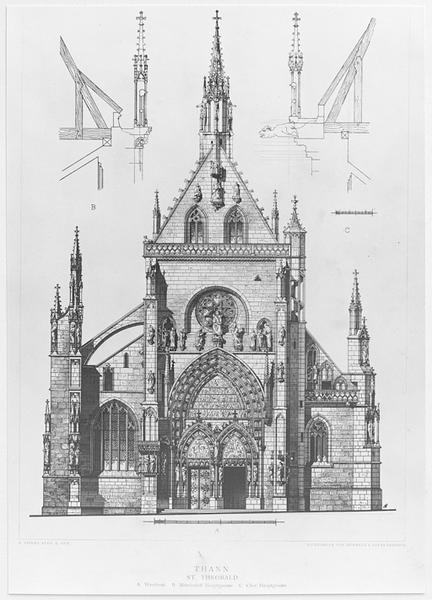 Elévation de la façade antérieure, par O. Stiehl.