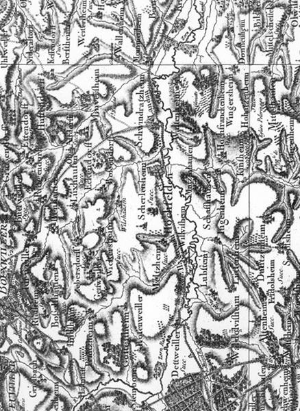 Détail de la carte de Cassini, feuille de Strasbourg n°162.