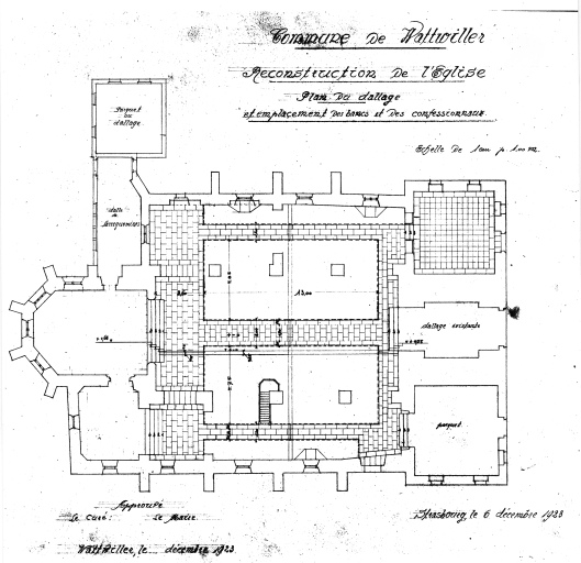 Plan. Reconstruction de l'église, 6 décembre 1923.