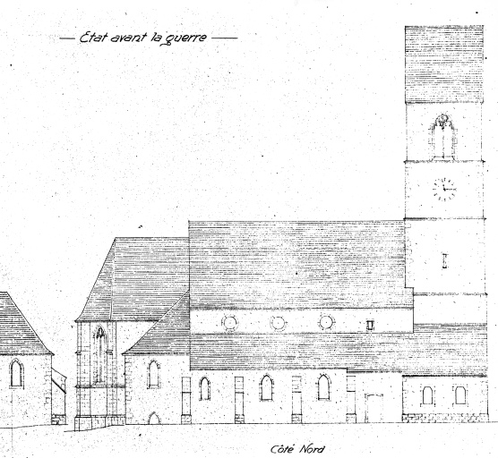 Elévation nord avant 1914.