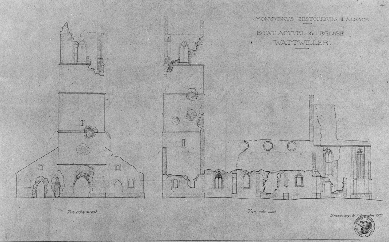 Elévations extérieures : état en 1919.