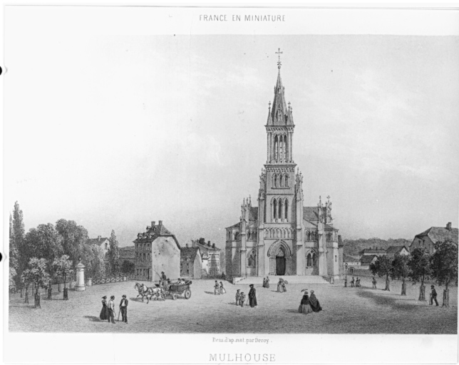 Vue d'ensemble de l'église, vers 1860.