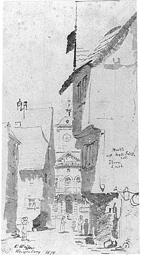 Vue de la rue de la République vers l'hôtel de ville.