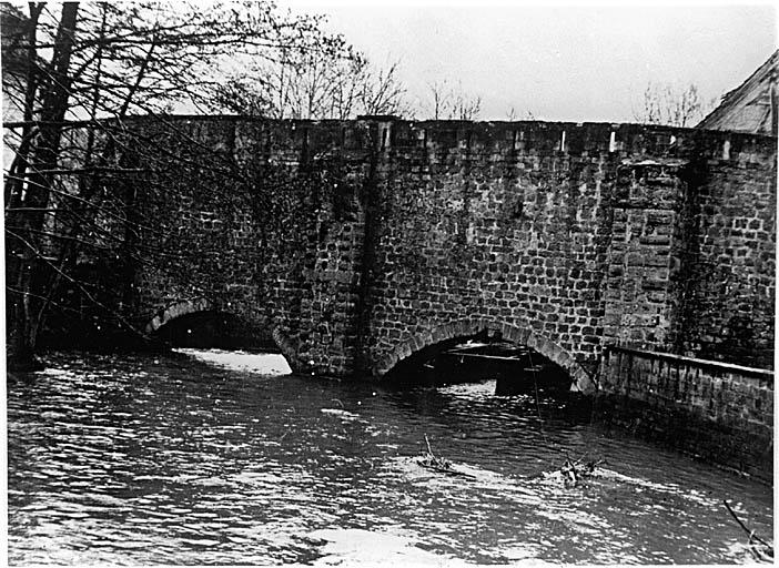 Vue ancienne depuis l'est de la courtine est au-dessus de la Lauter.