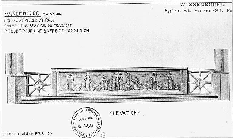 Projet en couleur pour un banc de communion.