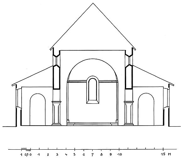 Coupe transversale sur la nef.