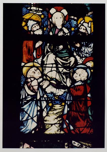 Verrière N II : panneau 11c : Transfiguration, partie inférieure.