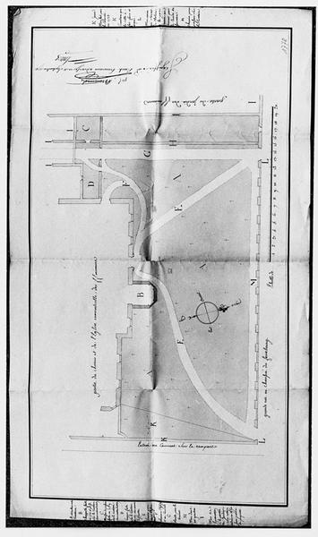 Plan du cimetière et plan partiel de l'église des Franciscains.