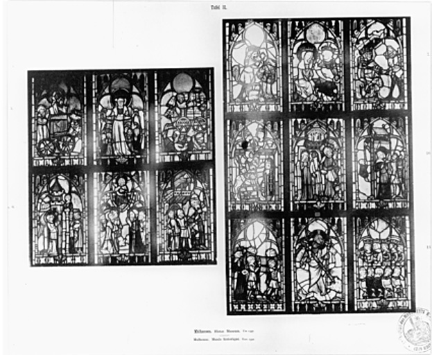 Verrière typologique du Jugement dernier (107) et verrière typologique de la Mort et de la Résurrection du Christ (109).