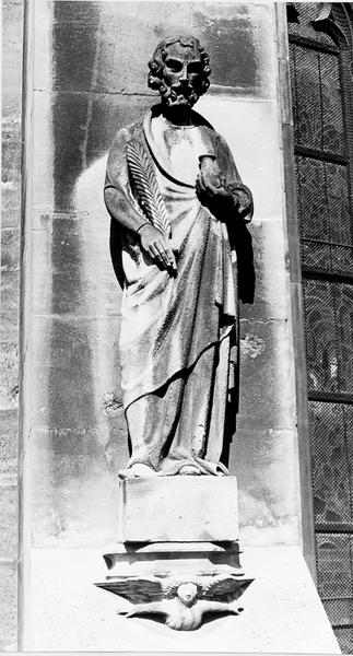 Façade ouest, contrefort N II : statue de Saint Emile (02), sculptée par Klein, en 1936.