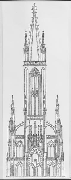 Reconstitution d'un projet de façade, d'après l'original conservé aux Archives du canton de Fribourg (Suisse).