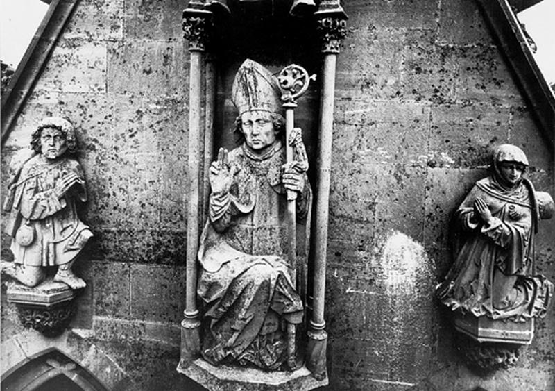 Groupe sculpté : saint Thiébaut de Thann et deux pèlerins