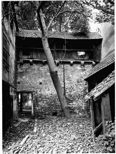 Vue du mur d'enceinte avec passage, dans la cour du 11, 13, 15 rue des Franciscains (cour des chaînes).