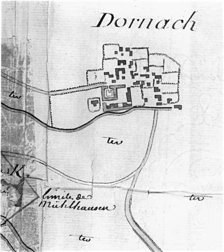 Plan de l'agglomération, extrait d'un relevé du ruisseau dit Steinbaechlein.