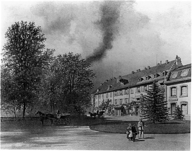 Vue ancienne d'une maison d'habitation.