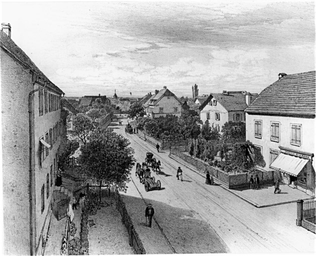 Vue de la route du Pfastadt (actuellement rue de Thann).