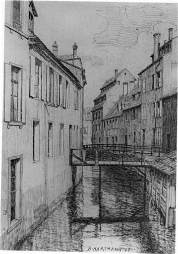 Le Traenkbach et la rue du Rempart.