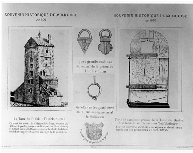 Vue de la tour du Diable et de la porte de prison.