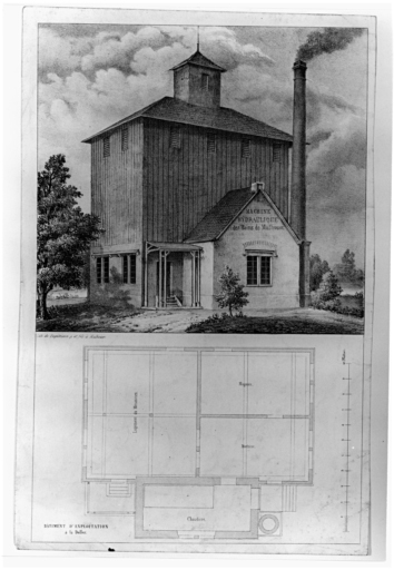 Plan et vue d'ensemble du bâtiment d'exploitation à la Doller.