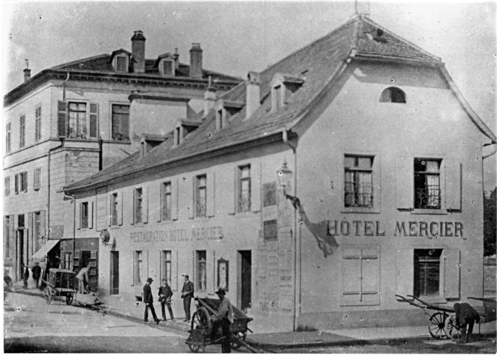 Vue ancienne de l'hôtel Mercier (en face de l'ancienne gare, détruit).