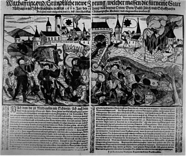 Prise de Mulhouse par les troupes des cantons de Berne, Bâle, Zurich et Schaffhouse le 25 juin 1587.