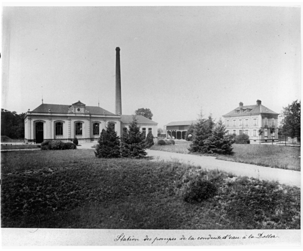 Vue ancienne de la station des pompes de la conduite d'eau à la Doller (pompes du Hirtzbach).