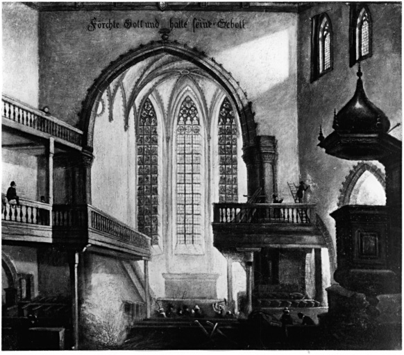 Eglise détruite : intérieur de la nef et du choeur.