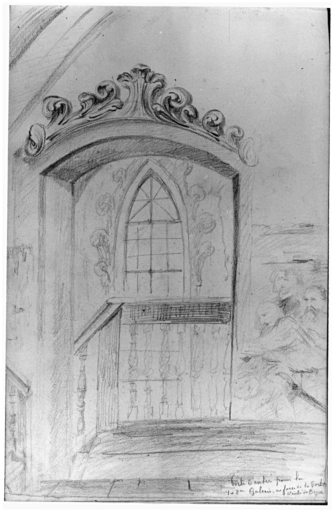 Eglise détruite : porte d'entrée pour la première et la deuxième galerie en face de la porte d'entrée de l'orgue.