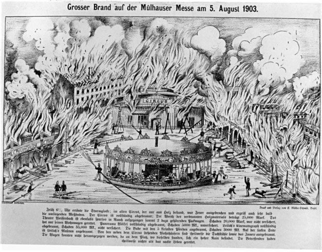 Incendie à la foire de Mulhouse, le 5 août 1905.