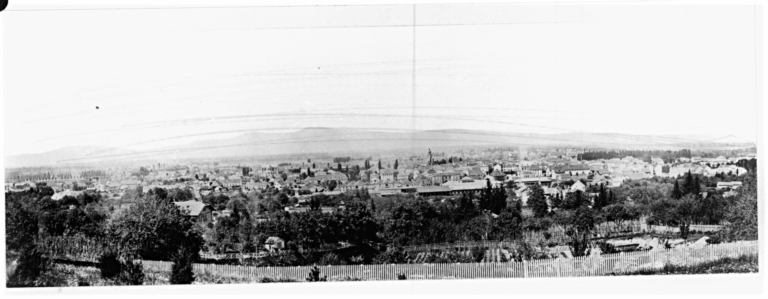 Panorama de Mulhouse en 1858, vu depuis la propriété Mansbendel, rue du Jardin Zoologique.