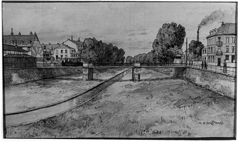 Pont sur le canal de la décharge, anciennement dit pont de la Chaussée de Dornach.