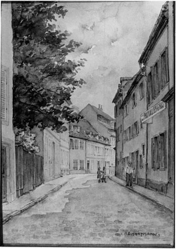 Rue du Moulin vers la rue Louis Pasteur prise de la rue Sauvage.