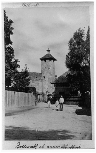 Vue ancienne de la tour de Bollwerk et de l'ancien abattoir.