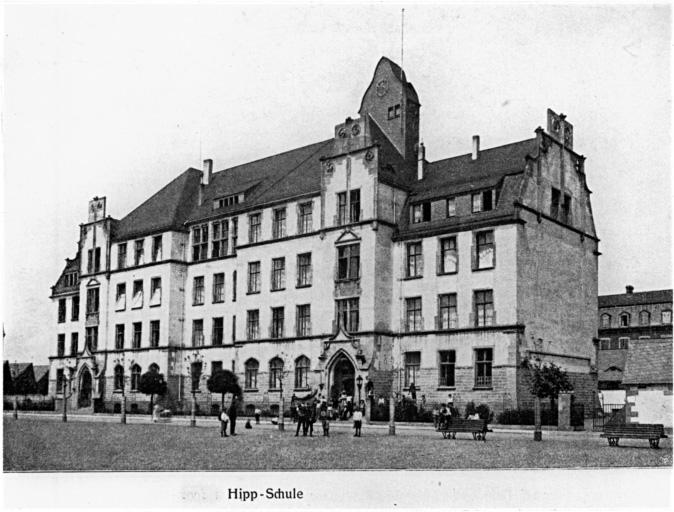 Vue ancienne de l'ensemble de l'école (Hipp-Schule).