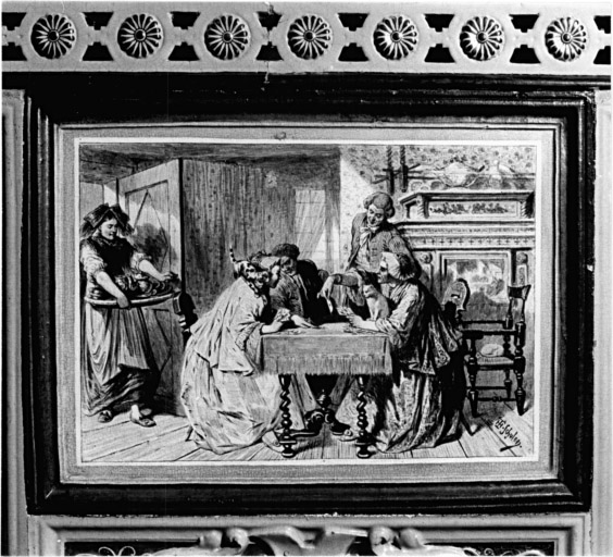 Corps inférieur, détail : scène domestique par Th. Schuler.