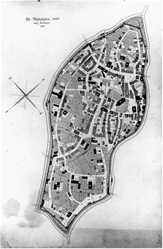 Reconstitution de la ville en 1400.