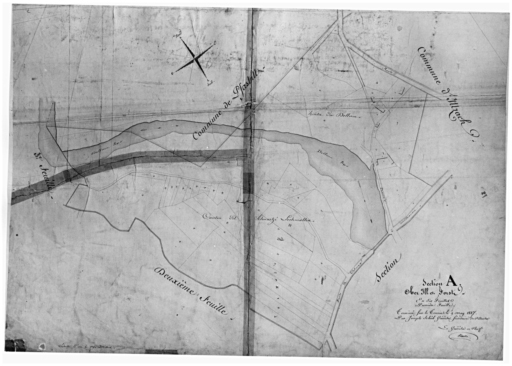 Extrait du plan cadastral de 1827 : section A, première feuille.