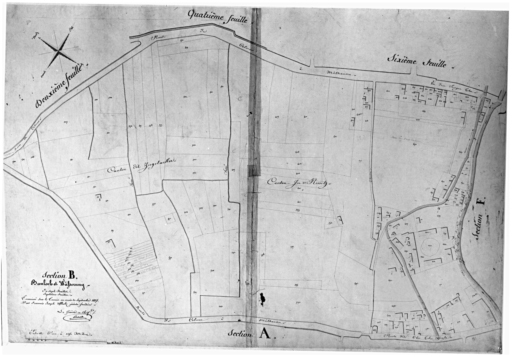 Extrait du plan cadastral de 1827 : section B, septième feuille.