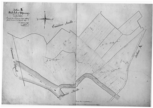 Extrait du plan cadastral de 1827 : section B, deuxième feuille.