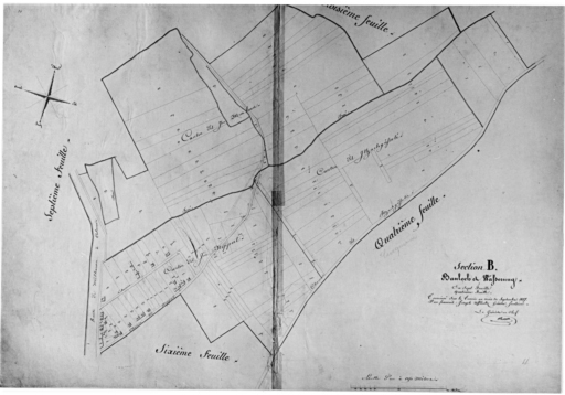 Extrait du plan cadastral de 1827 : section B, quatrième feuille.