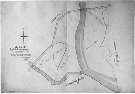 Extrait du plan cadastral de 1827 : section B, première feuille.