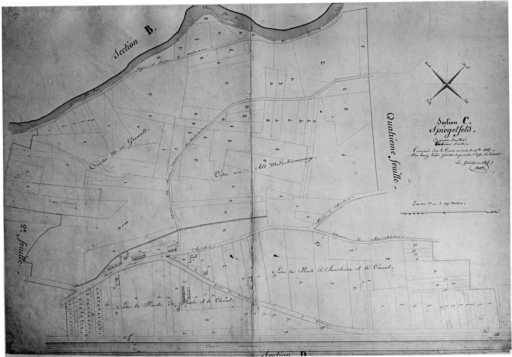 Extrait du plan cadastral de 1827 : section C, deuxième feuille.