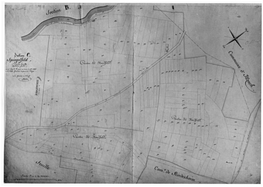 Extrait du plan cadastral de 1827 : section C, quatrième feuille.