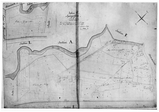 Extrait du plan cadastral de 1827 : section C, première feuille.