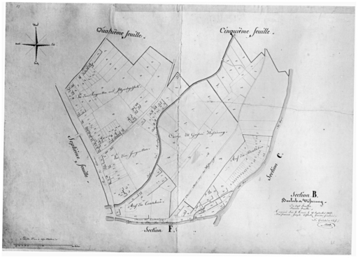 Extrait du plan cadastral de 1827 : section B, sixième feuille.