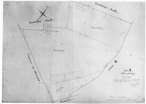 Extrait du plan cadastral de 1827 : section E, Münschberg, cinquième feuille.