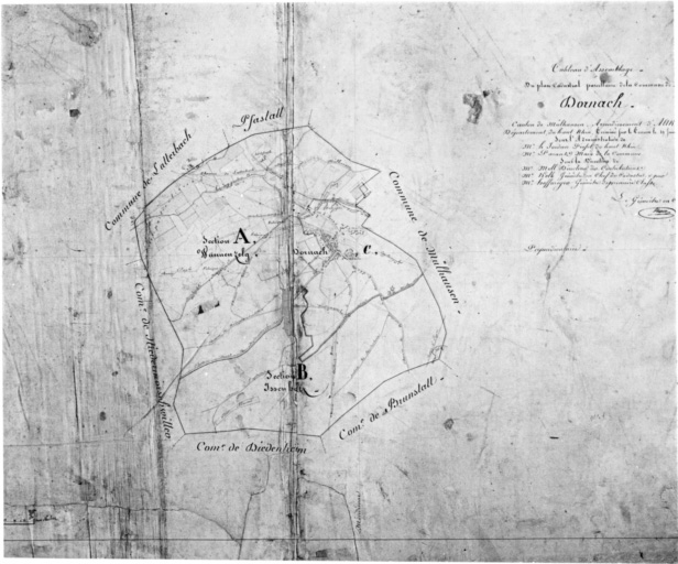 Plan cadastral de 1827. Vue d'ensemble de la commune de Dornach.